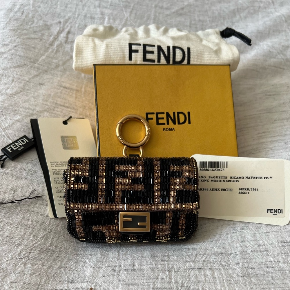SOLD!!! Crystal FF Logo FENDI nano baguette bag charm